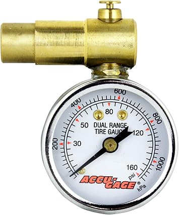 Accu-Gage by Milton Schraeder Valve Bike Tire Pressure Gauge with Bleed Valve, for 0-160 PSI - ANSI Certified