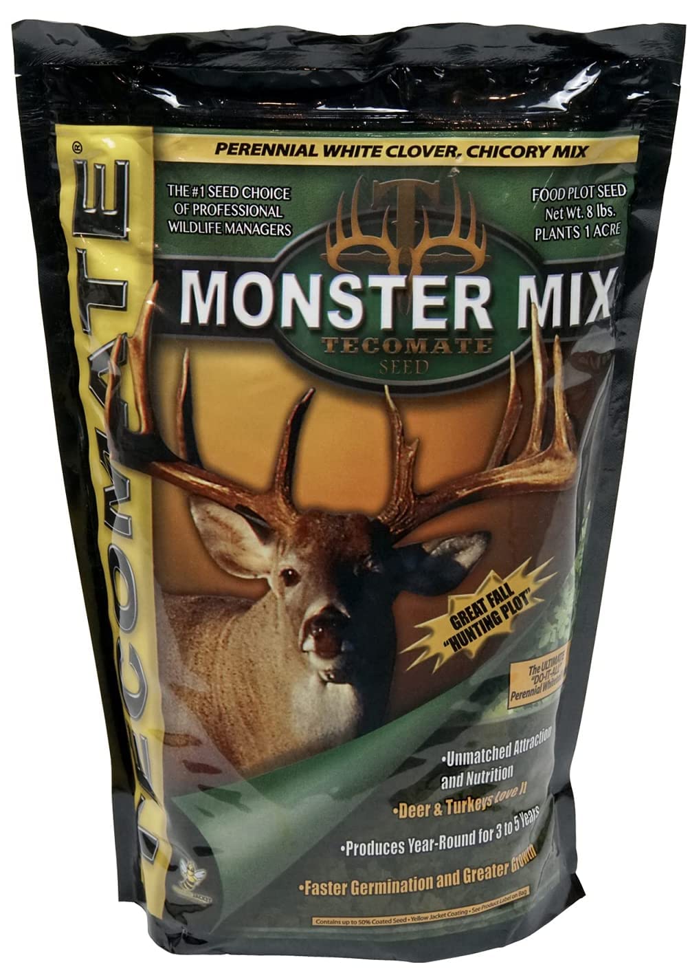 Monster Mix Turkey and Deer Food Plot Seed. Premium Clover and Chicory Blends Provide Fall Attraction for Hunting Food plots & Year-Round Nutrition for Healthier Deer (8 LB)