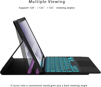 for Galaxy Tab A9+ 11 inch Case with Keyboard - 7 Color Backlit Detachable Tablet Keyboard Cover with Touchpad - Galaxy Tab A9 Plus 11 2023 Samsung Keyboard Case with Pen Holder Black
