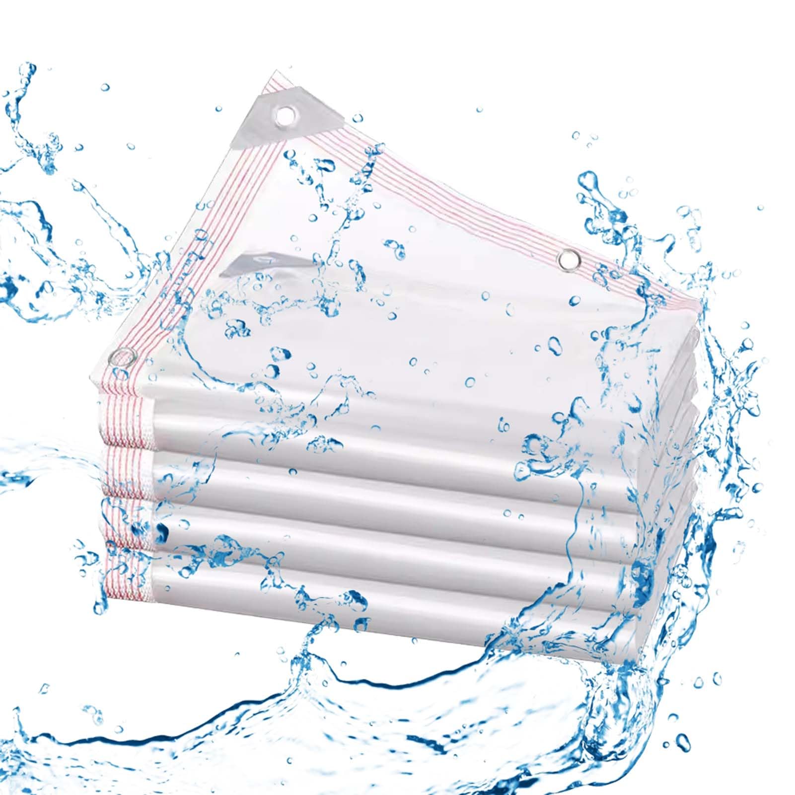 SRHIMEOS Lona con Ojales Exterior 2x6m, Lona De Protección Transparente Impermeable, Lonas para Piscinas con Ojales, Resistente a Los Rayos UV, Cubierta Multiusos