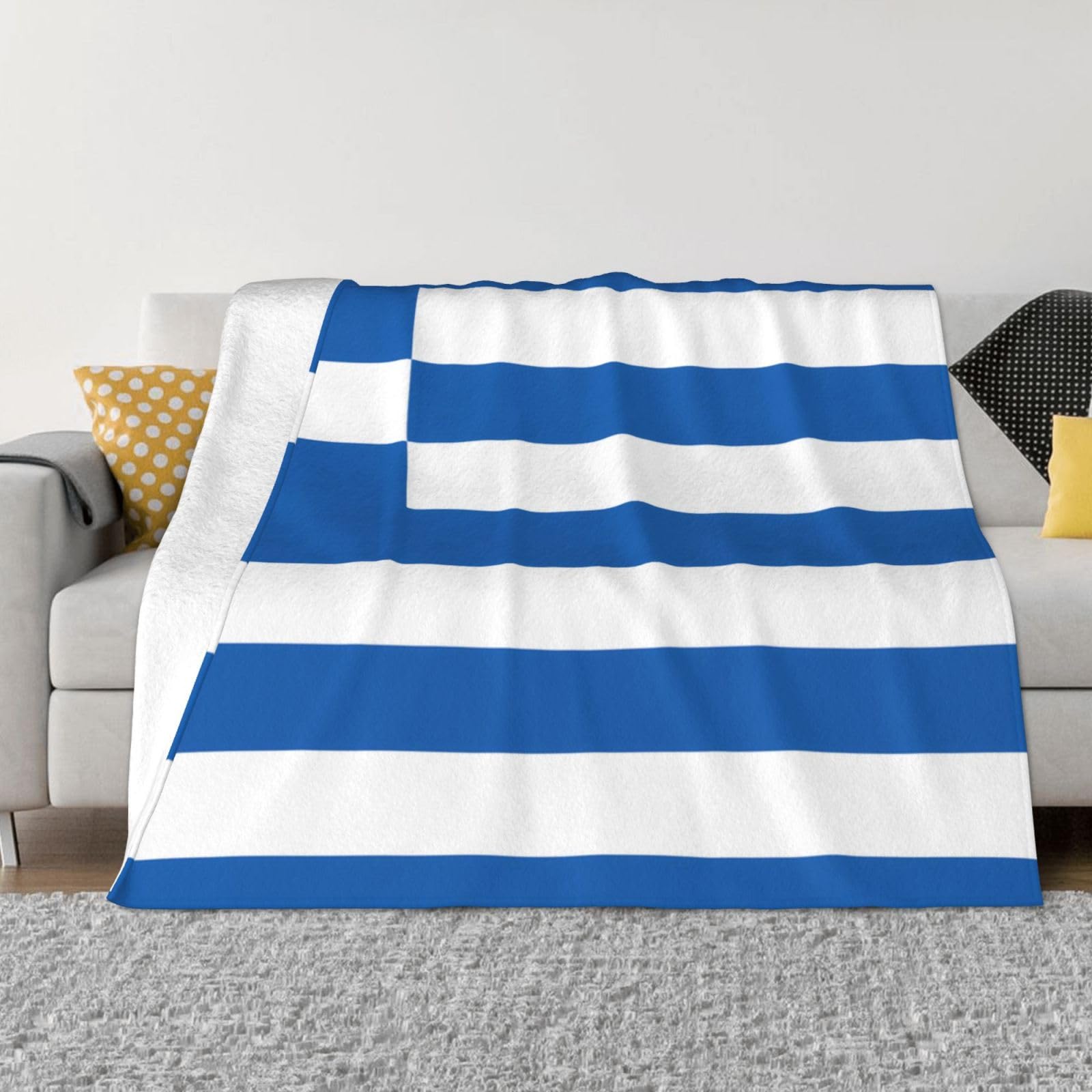 Manta de viaje portátil de 80 x 60 pulgadas, suave, resistente a las arrugas, plegable, exquisito estampado de bandera griega