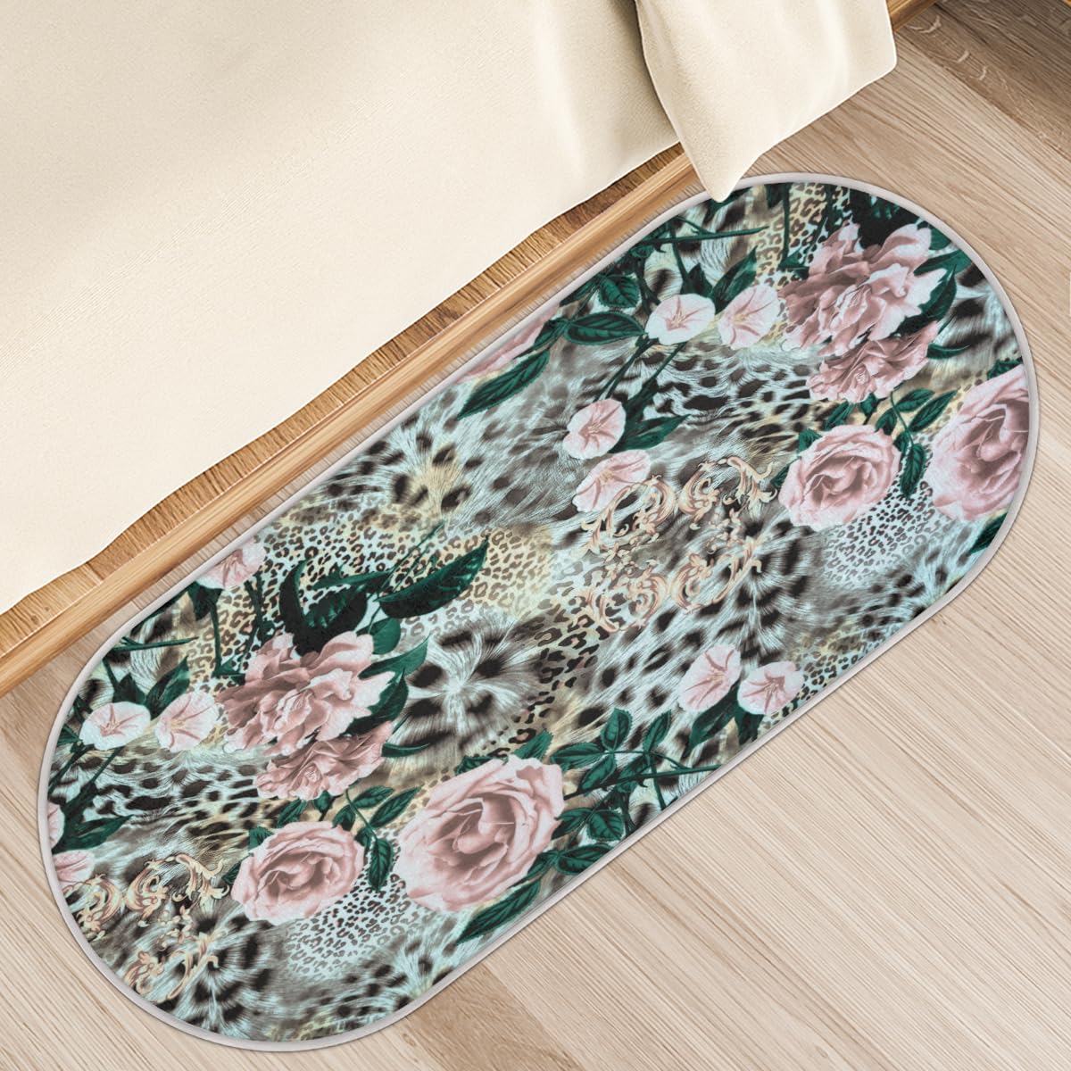 Tapis de sol léopard anti-glisse shaggy 50x120 cm contre les sols froids de la maison