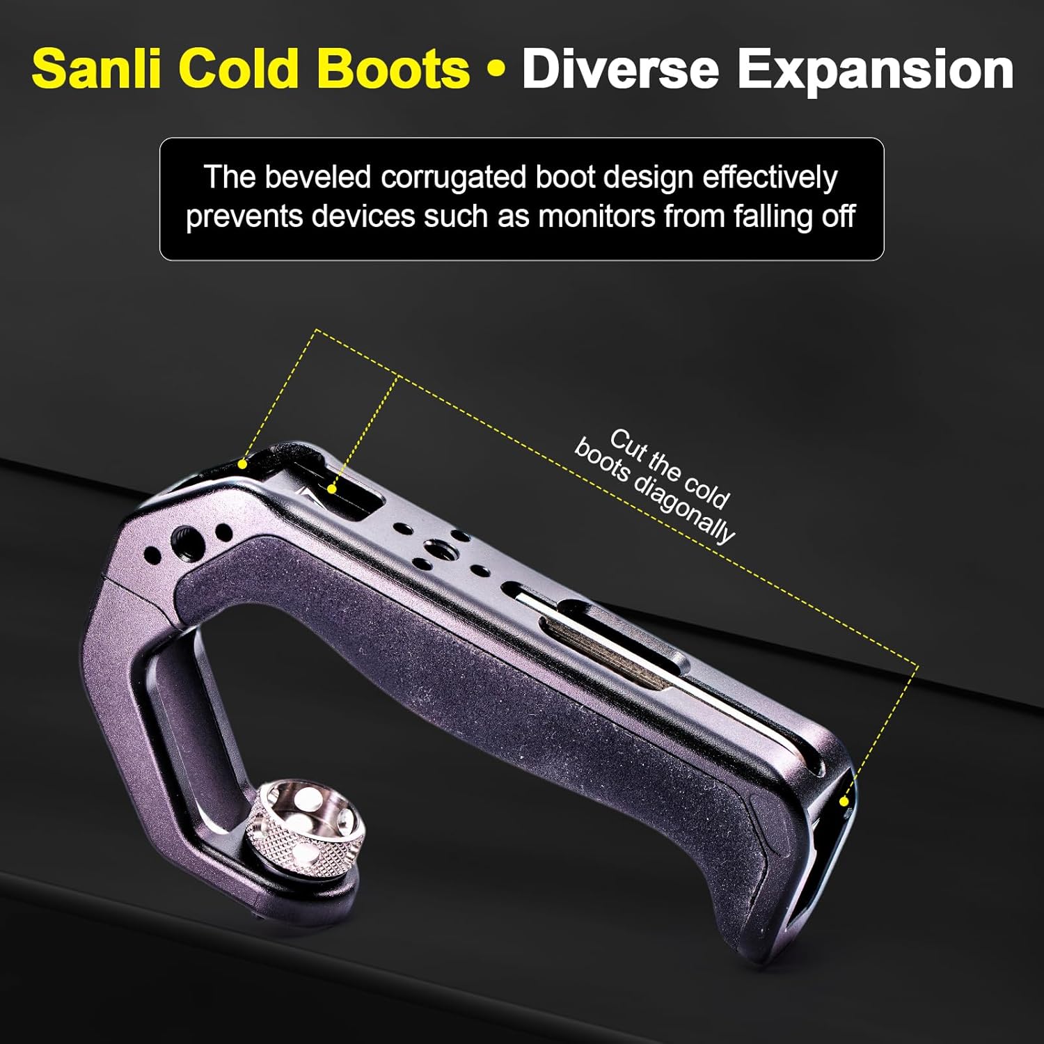 Camera Hand Grip & Top Handle with 3 Cold Shoes, Universal Handle Ergonomic Silicone for NATO Rail & 1/4" Camera Cage (Top Handle)