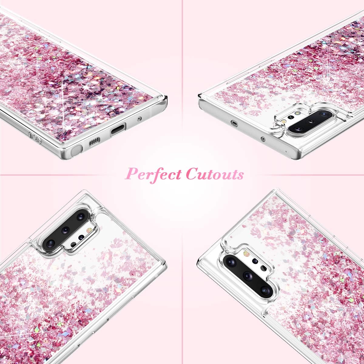 Caka Case for Galaxy Note 10 Plus Glitter Case Liquid Bling Luxury Fashion Flowing Floating Sparkle Shining Glitter Soft TPU Clear Women Girls Case for Samsung Galaxy Note 10+ Plus 5G (Rose Gold)