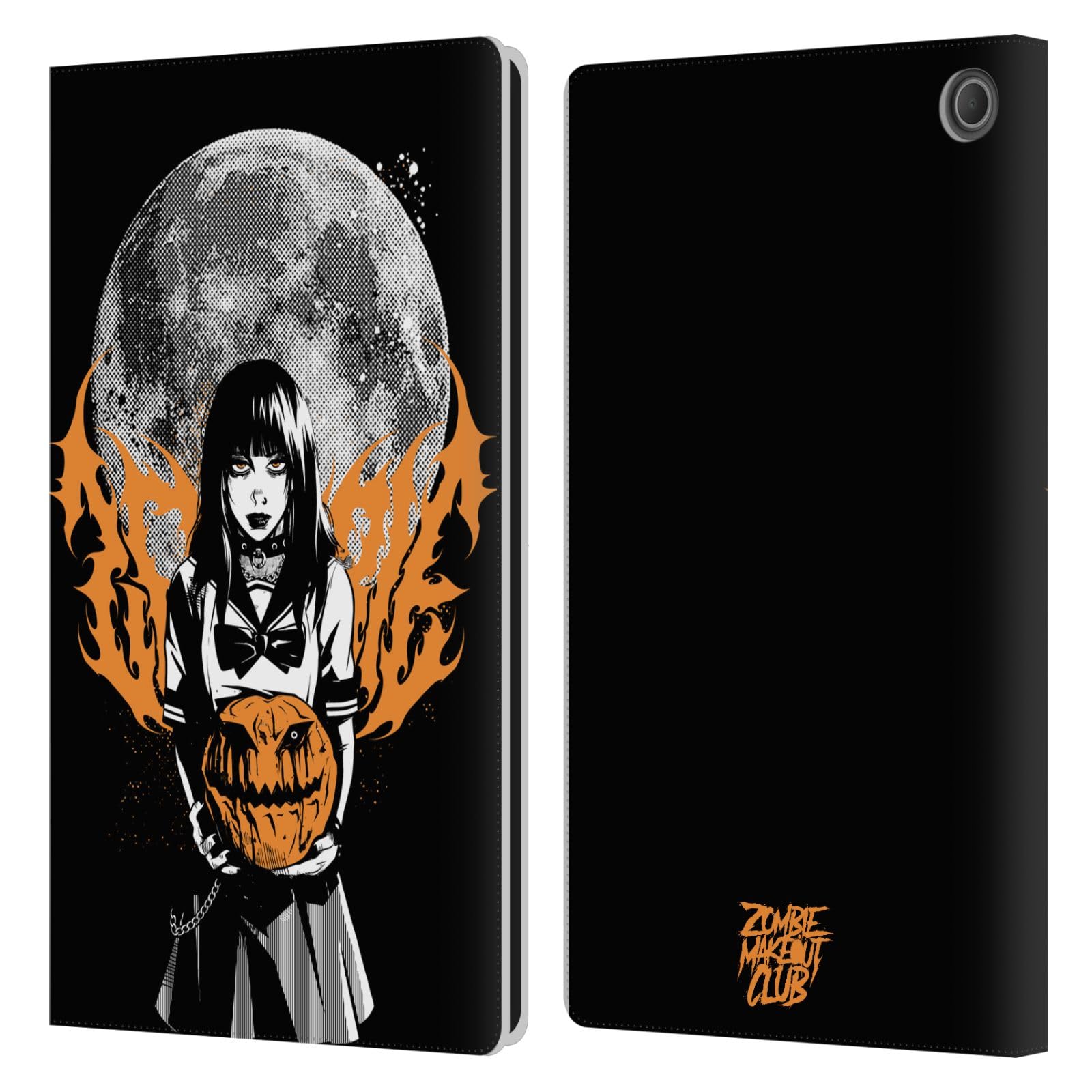 Étui portefeuille Amazon Fire Max 11 graphisme Halloween cuir durable