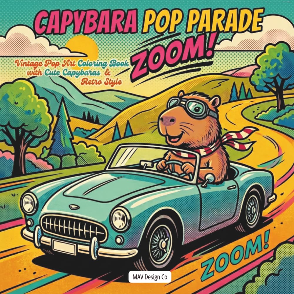 Capybara Pop Parade Vintage Pop Art Coloring Book with Cute Capybaras & Retro Style: Filled with Funky Adventures, Comic-Style Fun, and Bold Easy Coloring Pages (Capybara Pop Art Adventures)