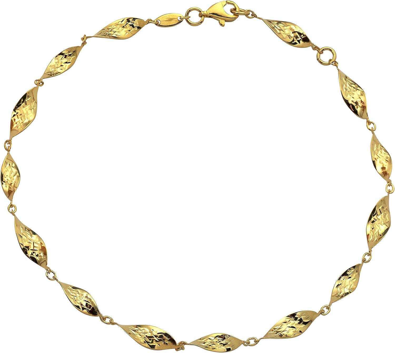 LoveBling 10k .50mm 15 DC Geometric Waterdrop Shaped Charm Anklet Adjustable from 9" to 10" (#88)