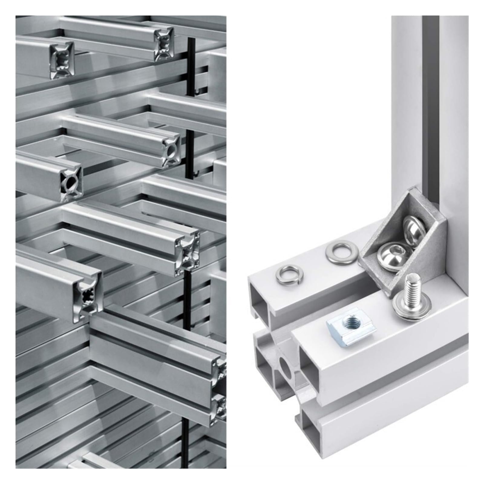 Zestaw złączy aluminiowych 3030 20 szt. Wspornik narożny + 40 szt. M6 x 12 mm nasadka sześciokątna + 40 szt. 20 serii M6 nakrętki do gniazd (3030 Sliver)