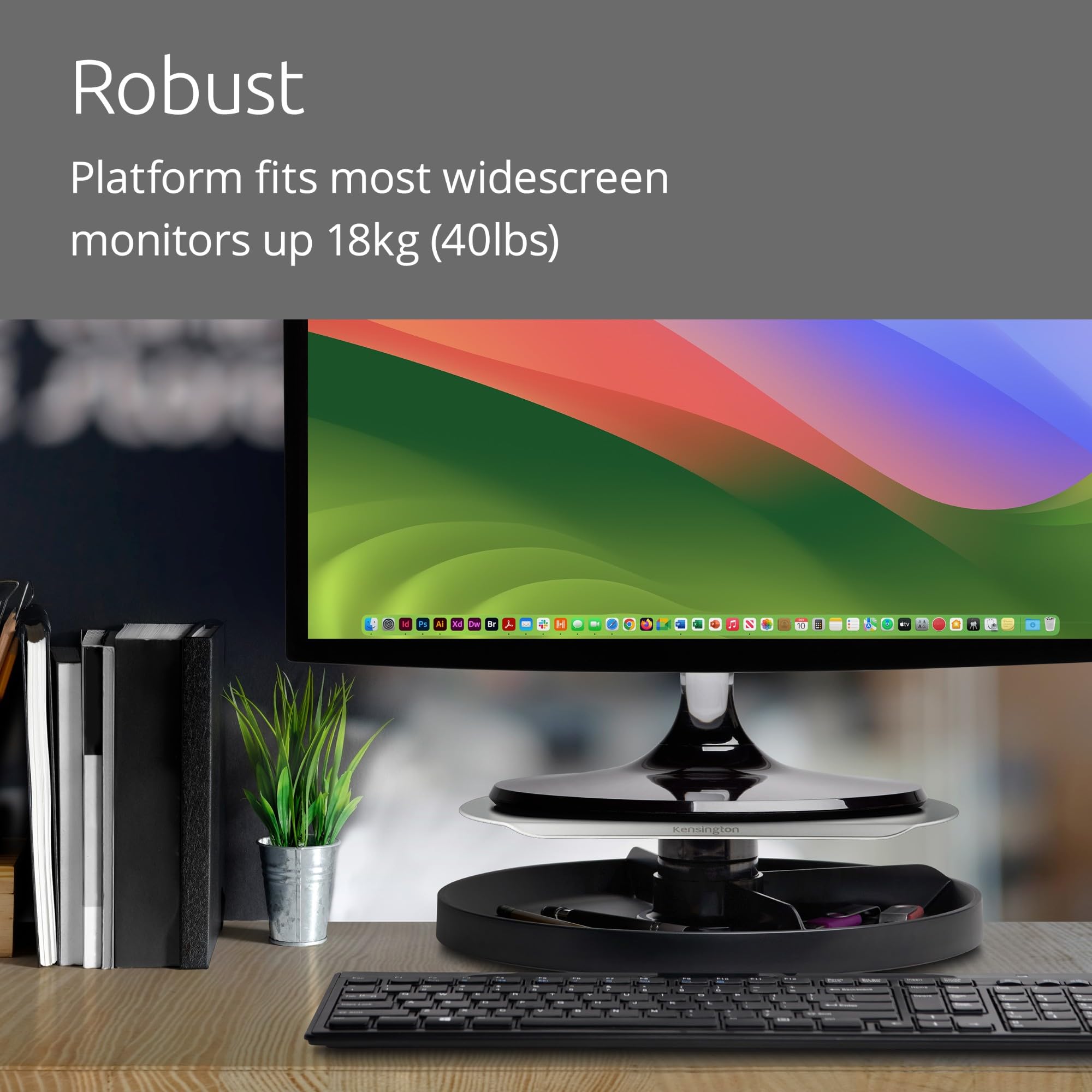 Kensington 60049EU SmartFit Drehbarer Monitorständer (Höhenverstellbarer und drehbarer Monitorstand mit SmartFit-System) – Bild 4