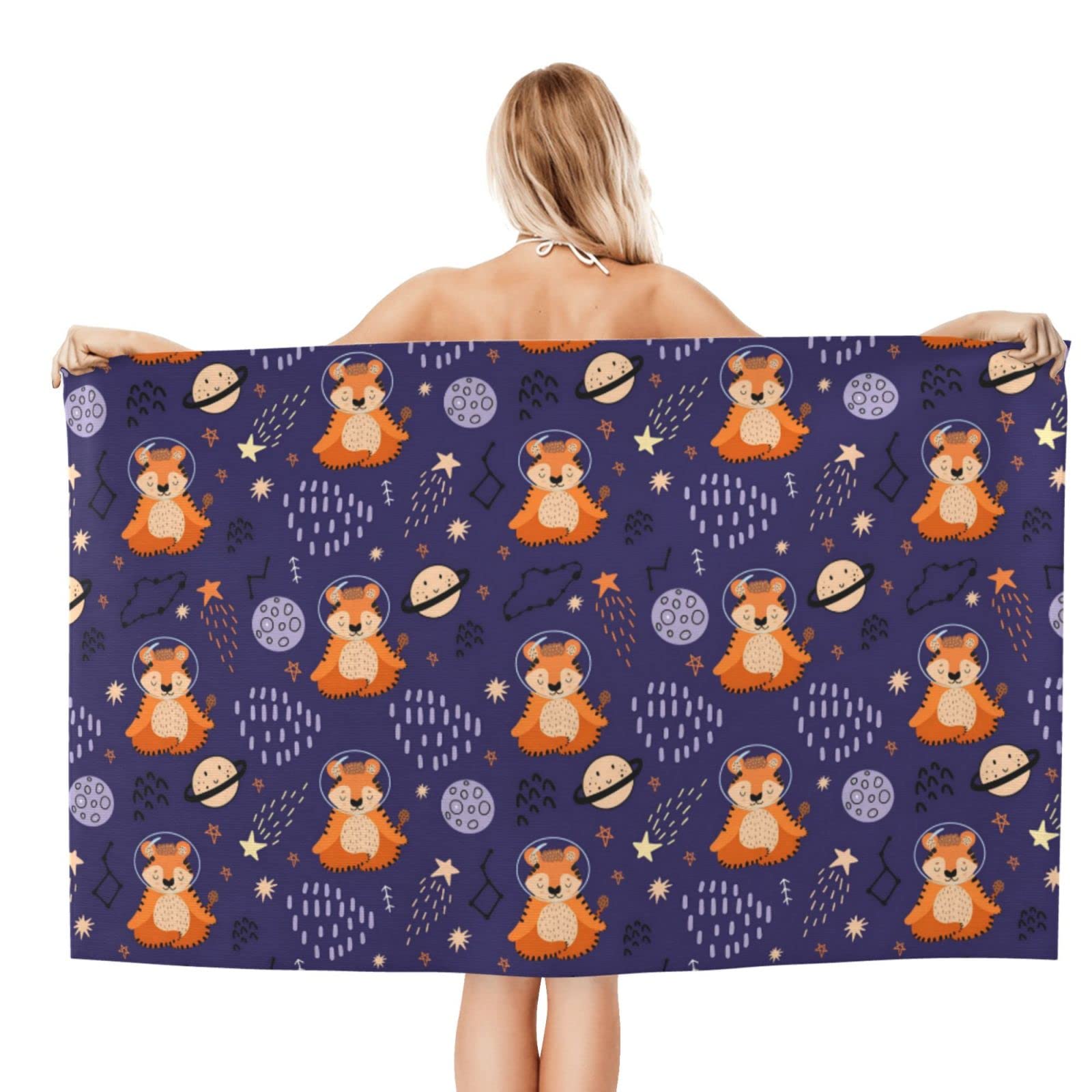 Fox Microfiber Beach Towels for Adults Sand Free Travel Towel Large Fast Drying Lightweight Oversized Bath Towels Absorbent Gym Shower Towels Space