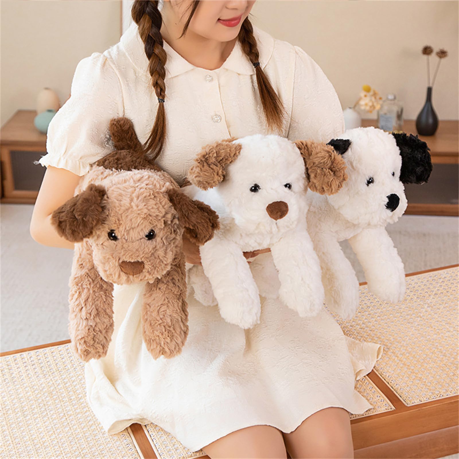 pluszowa zabawka, Ważony pluszowy pies, uroczy, puszysta poduszka do przytulania szczeniaka(White Teddy B,45cm)