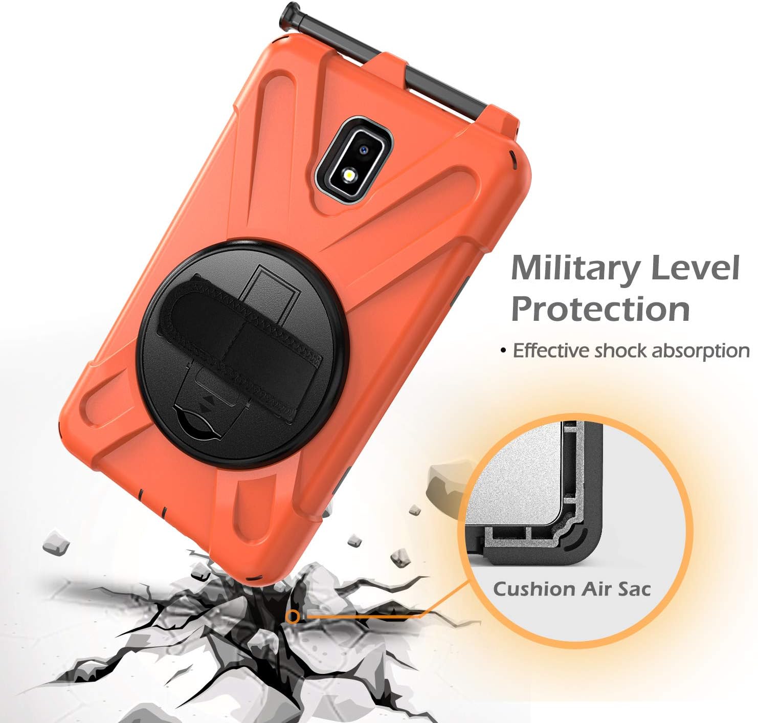 for Samsung Galaxy Tab Active2 8.0 T390/T395/T397 Case,Three-in-one Shatter-Resistant Shell, Drop-Proof, Dust-Proof, Shock-Proof,360 Degree Rotating Multi-Function Grip Bracket