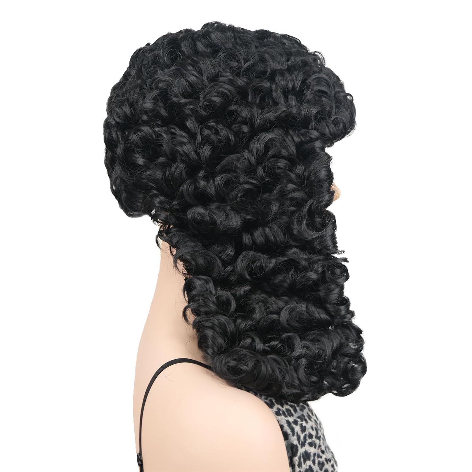 Wiginway Judge Lawyer Curly Black Wig Synthetic Long Wigs Colonial Barristers Wig Halloween Cosplay Party Costume Hair (1B Black)