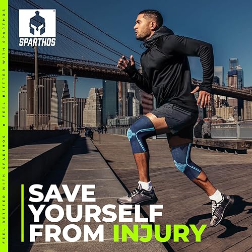 Miniatura 4 de Sparthos Knee Compression Sleeves by (Pair)  Joint Protection and Support for Running, Sports, Knee Pain Relief  Knee Brace for Men and Women