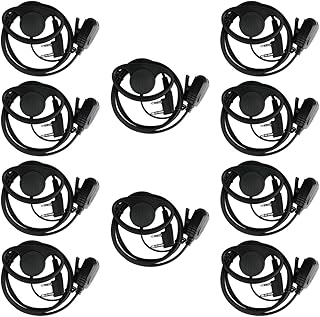 Retevis Walkie Talkie Earpiece with Mic 2 Pin, Earpiece with Double Wire, Compatible RT22 RT21 H-777 RT68 RT19 H-777S RT22S Baofeng UV-5R Arcshell, D Shape Two Way Radio Headset(10 Pack)