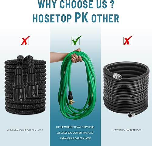 Miniatura 4 de Manguera de jardín expandible de 50 pies con núcleo de látex de 4 capas y accesorios de latón macizo de 34 pulgadas, tubo de manguera de agua
