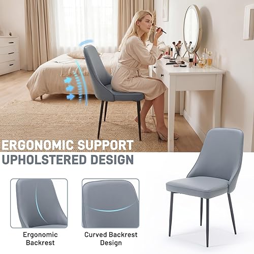 Miniatura 4 de Juego de 4 sillas de comedor modernas, tapizadas de piel sintética, sillas de comedor, sillas de cocina, sillas auxiliares de cena con respaldo