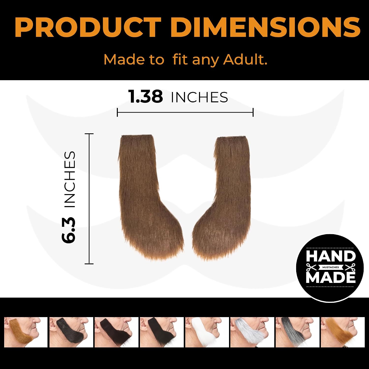 Mustaches Self Adhesive, Novelty, Fake Mutton Chops Sideburns, False Facial Hair, Costume Accessory for Adults image 5