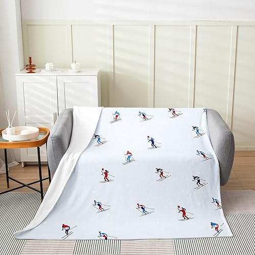 Manta de franela de esquí de invierno para niños y adultos, amantes de los deportes extremos al aire libre, manta de franela transpirable de felpa