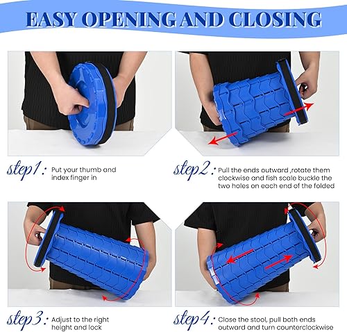 Miniatura 4 de Paquete de 2 taburetes plegables mejorados con cojín, taburete plegable retráctil, capacidad de carga máxima de 400 libras, taburetes telescópicos