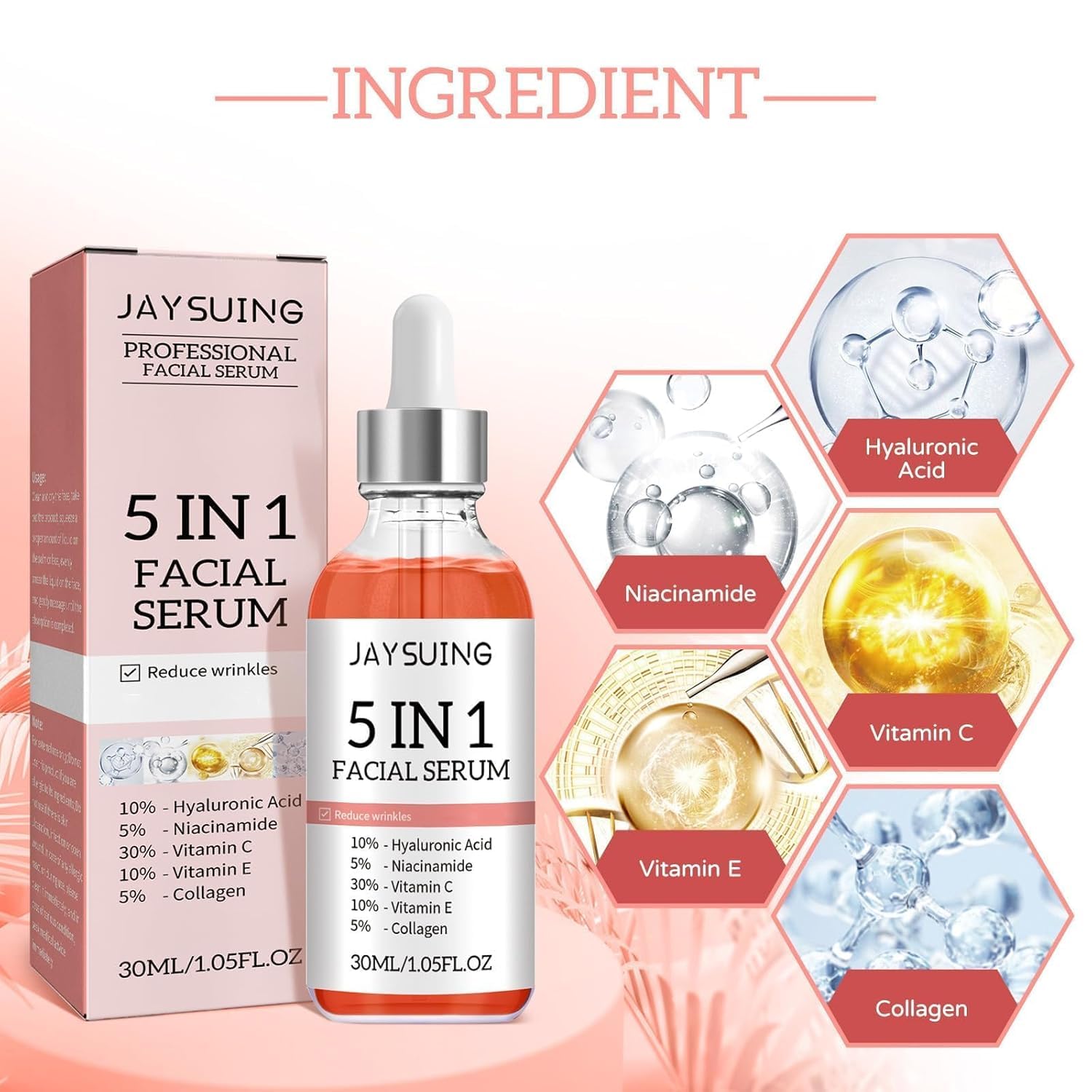 Amazon.co.jp: 5 In 1 Hyaluronic acid Serum, Vitamin C serum for
