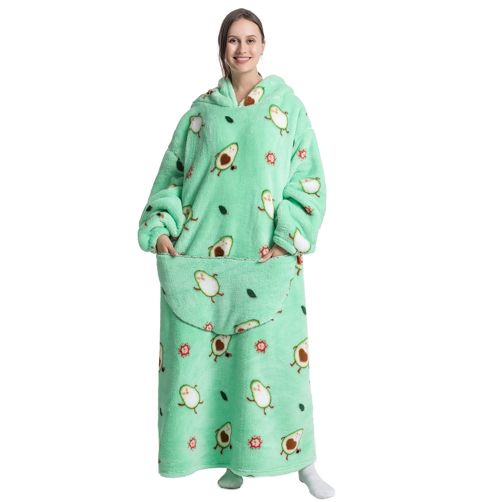 Geagodelia Damen Lange Decken Hoodie Oversized Hoodie Pullover Kuschelig Fleece Hoodie Decke zum Anziehen Weiche Warm Hausanzug Kapuzenpullover Winter Einheitsgröße
