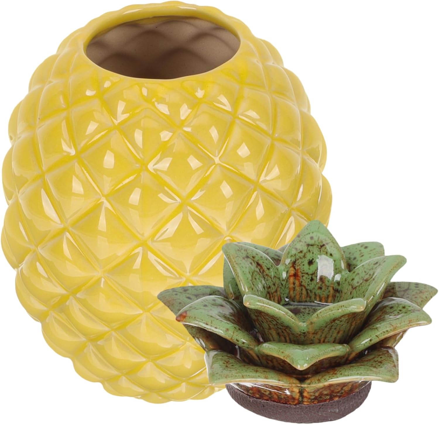 Pineapple Jar with Lid Ceramic Tea Storage Organizer Airtight Canister for Loose Tea Snacks Home Kitchen Decor 5.23 Inch