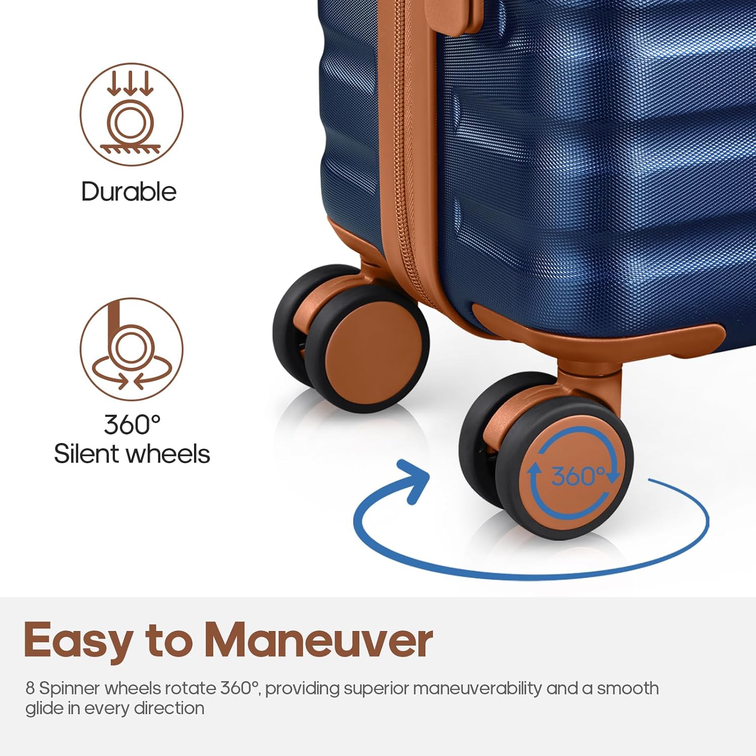 3 Piece Luggage Set, Durable ABS Hardshell Carry On Suitcase Set with Silent Spinner Wheels, YKK Zipper & TSA Lock, Lightweight Large Travel Checked Luggage,20/24/28 Inch thumbnail