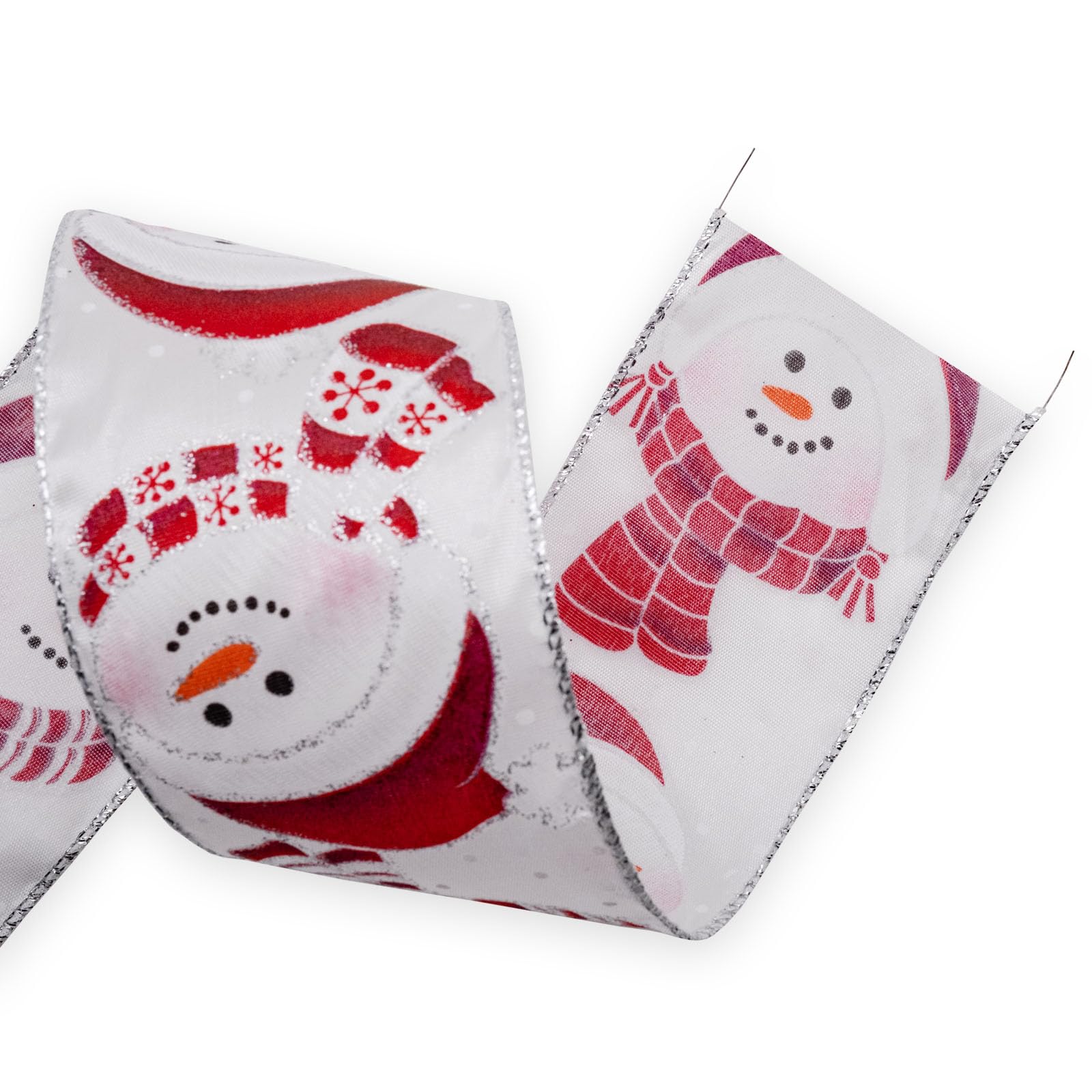 HATIANGE Wired Satin Ribbon Christmas Snowman for Home Decor Gift Wrapping, DIY Crafts, 6.3CM x 10 Meters per roll - Image 2