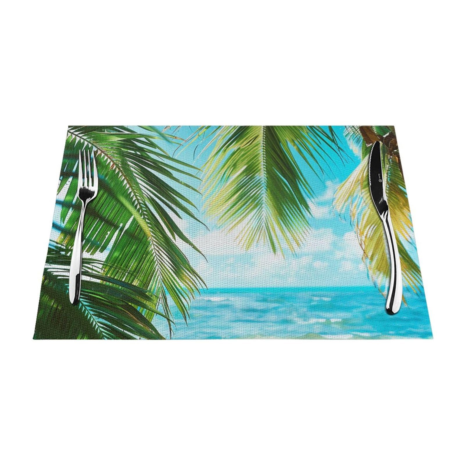 Sets de table plantes tropicales lot de 6 PVC antidérapant résistant chaleur cuisine