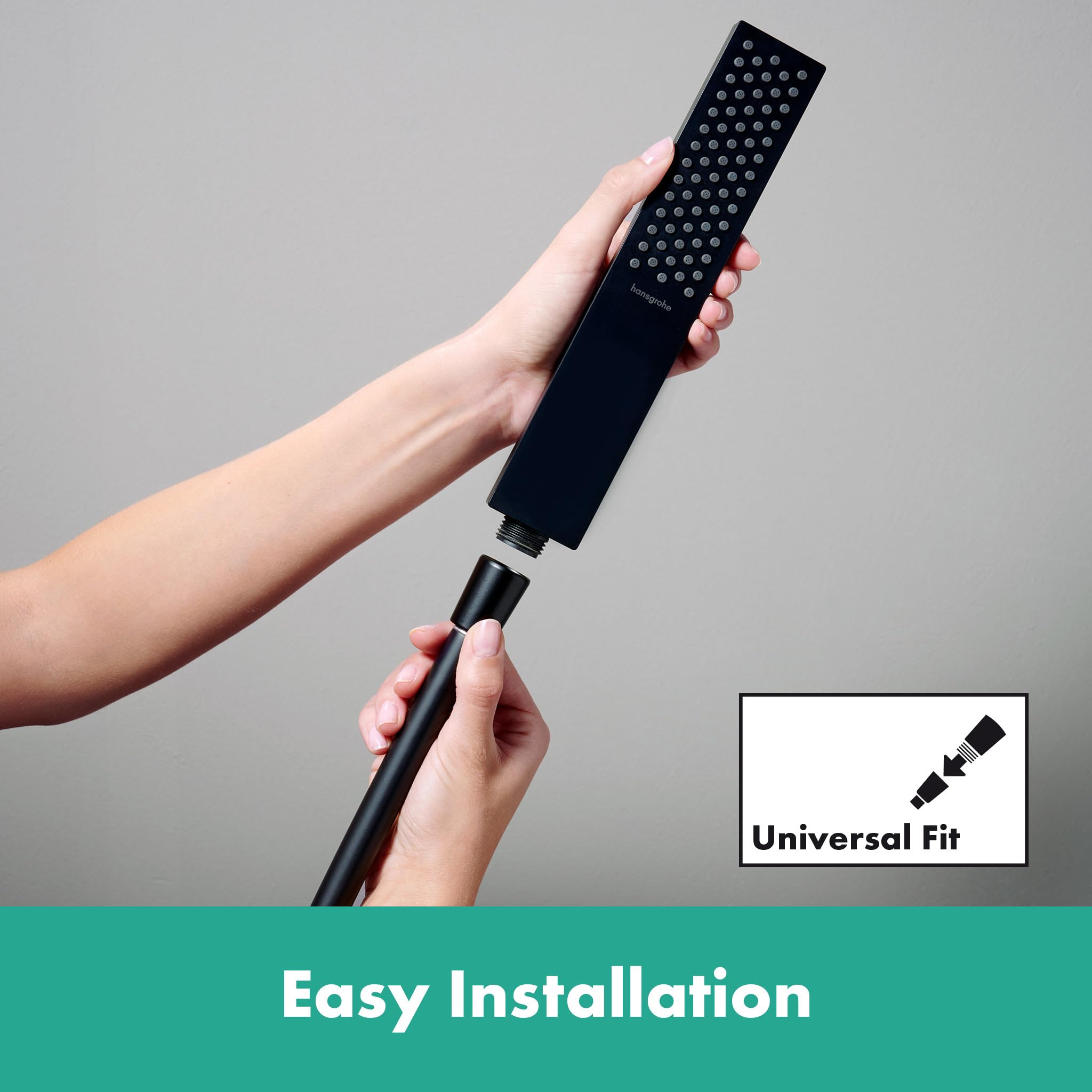 hansgrohe Unica Pulsify S, barra de ducha, barra 65cm con flexo de ducha Isiflex 160cm y soporte de ducha, negro mate