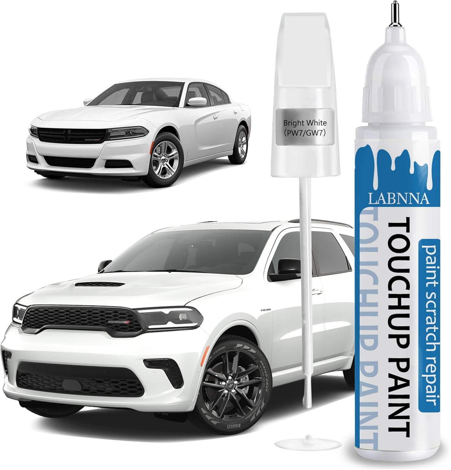 Bright White(PW7/GW7) Touch Up Paint for Dodge-Exact Match 2 in 1 touchup Paint Pen for Chips and Nicks Repair Car Paint Scratch Repair Kit