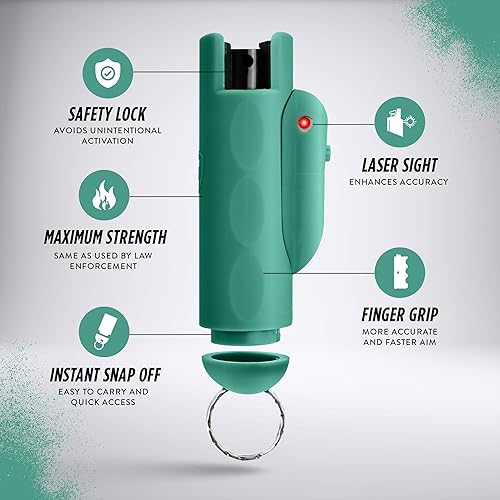 Miniatura 2 de World's Only Laser Sight Pepper Spray, Guard Dog AccuFire 2, llavero de asistencia láser con spray de pimienta de liberación instantánea, rango de