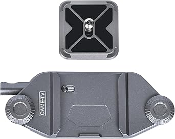cametv Camera Clip Backpack Clip with Quick Release Plate, Aluminum Backpack Strap Camera Mount Holder with QR Clamp System for Canon, Sony, Nikon, Fuji, DSLR, Action Camera 68001 Silver