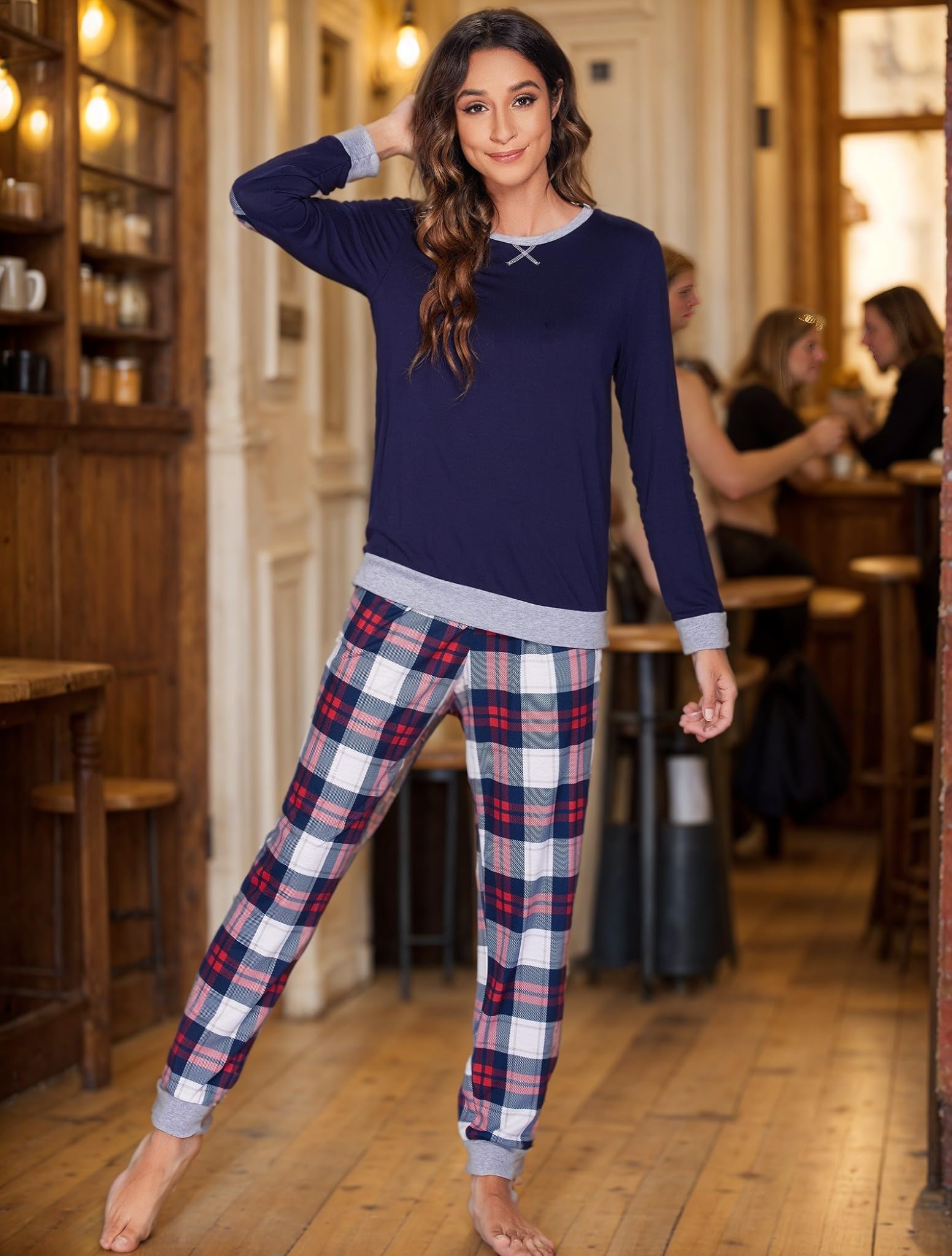 UNibelle Pigiami Donna Lungo Invernale Pigiami Manica Lunga Pigiami Sleepwear Set S-XXL