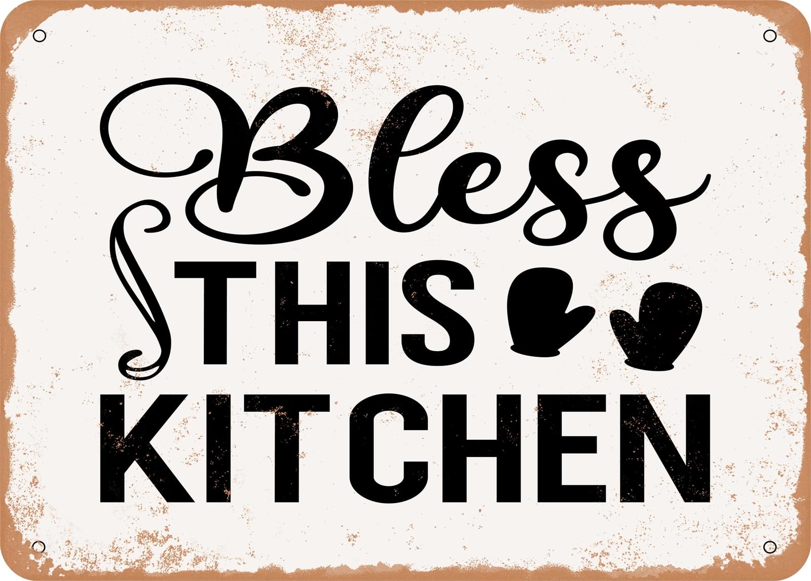 Metal Sign - Bless This Kitchen - Vintage Look Sign home decor
