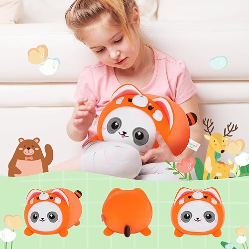 Miniatura 4 de Bonita almohada de peluche de panda rojo, juguete de peluche Kawaii, almohada de peluche, suave y esponjoso, regalos de cumpleaños para niños y