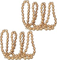 Vista 8 de 2 piezas / 4.4 metros Guirnalda de cuentas de madera de Navidad Adorno de árbol de Navidad de madera Cuentas redondas rústicas de árbol de Navidad