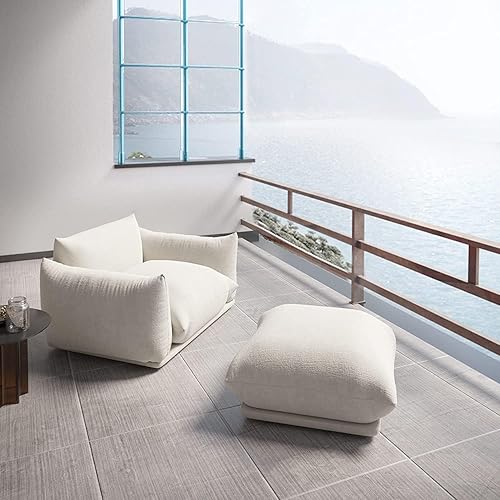 Miniatura 3 de JACH Sofá moderno y cómodo de mediados de siglo con cojín grueso, silla de felpilla con un solo acento y asiento profundo, sofás de felpa de 50