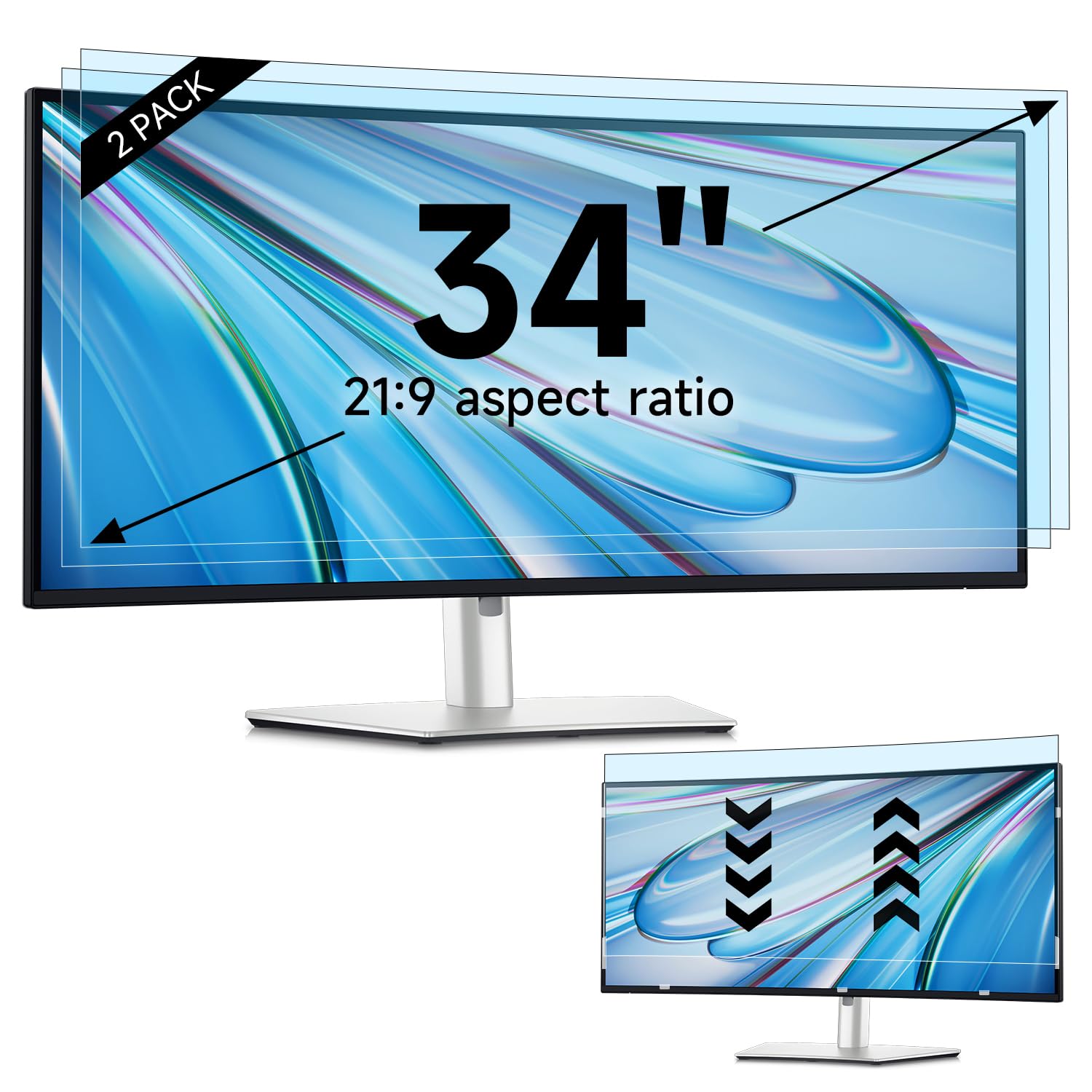 IPROKKO 2 Pack 34 Inch Blue Light Screen Protector for 21:9 Monitor
