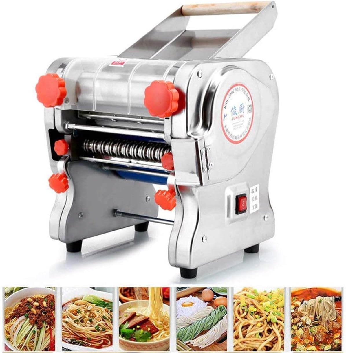 110V 550W Stainless Steel Electric Noodle Making Pasta Maker, Commercial Dough Roller Noodle Cutting Machine(Noodle Width 24CM, Knife Length 24CM, Cutter 3mm/9mm)