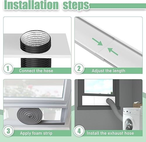 Miniatura 6 de Kit de ventana de ventilación de secadora para manguera de ventilación de secadora de 4 pulgadas, kit de ventilación ajustable para ventanas