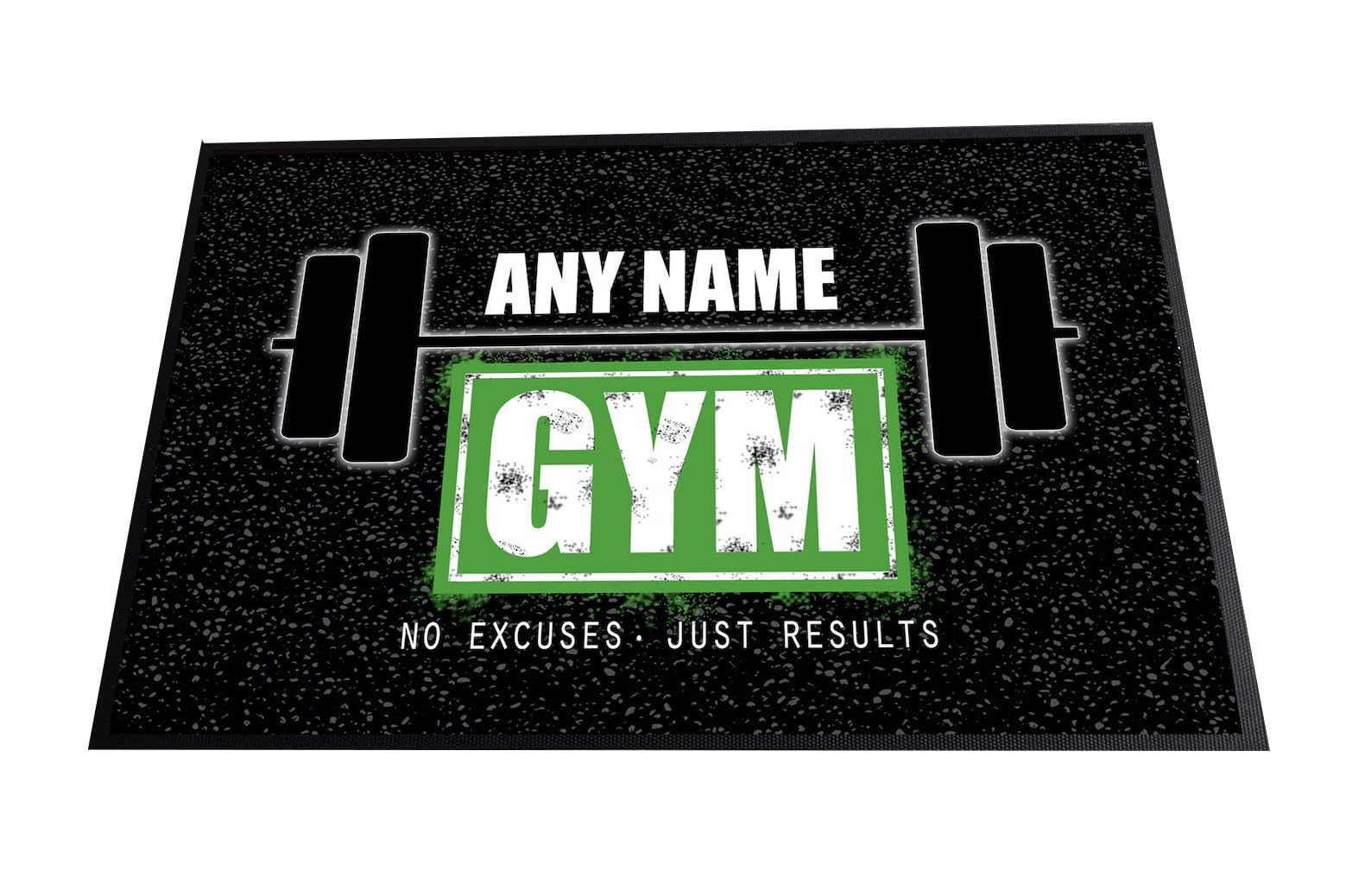 Artylicious Personalised Gym/weights room dumbell Door mat 60 x 40cm, non slip base mat gym equipment, home gym accessories (Green)
