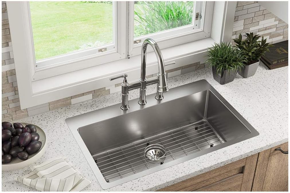 Elkay ECTSRS33229TBG3 Crosstown Single Bowl Dual Mount Stainless Steel Sink Kit