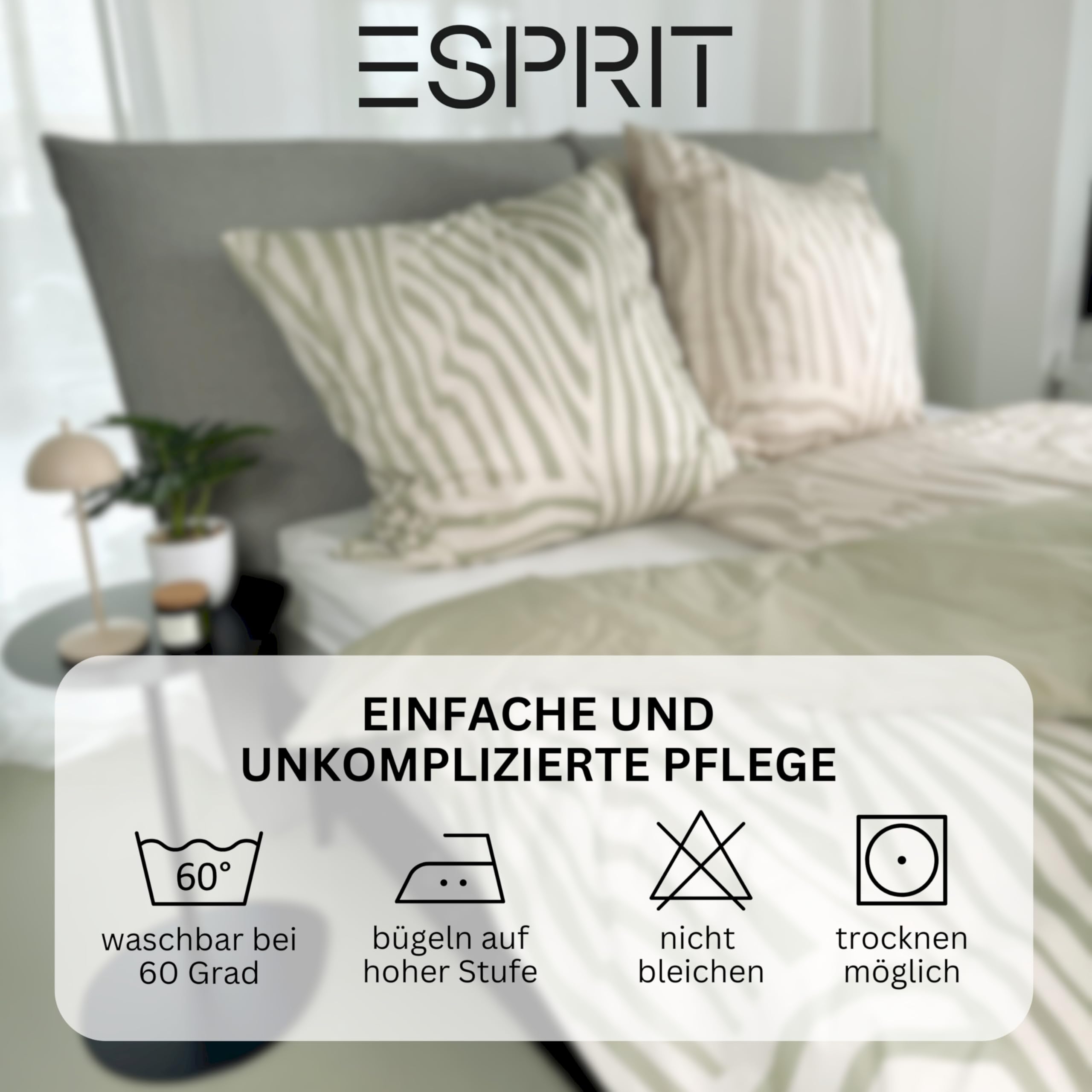 Set di biancheria da letto Esprit in cotone renforcé 135x200 beige - 1x copripiumino 135 x 200 + 1x federa 80x80 cm - Set di biancheria da letto di lusso in qualità hotel, traspirante, 2 pezzi
