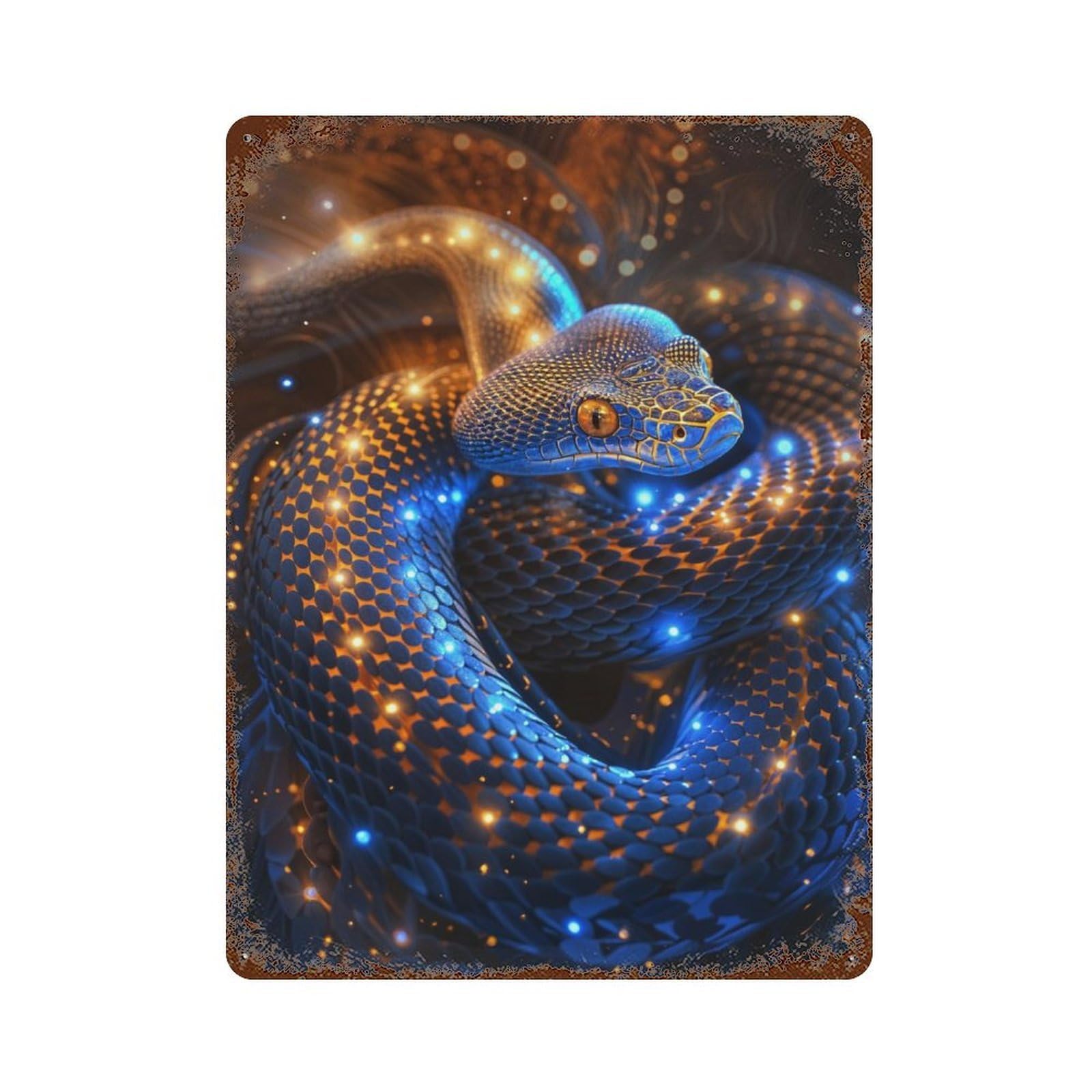 Cosmic Celestial Snake Rusty Metal Tin Sign 15.7"x11.8", Ideal for Shed, Workshop And Garage Wall Decor