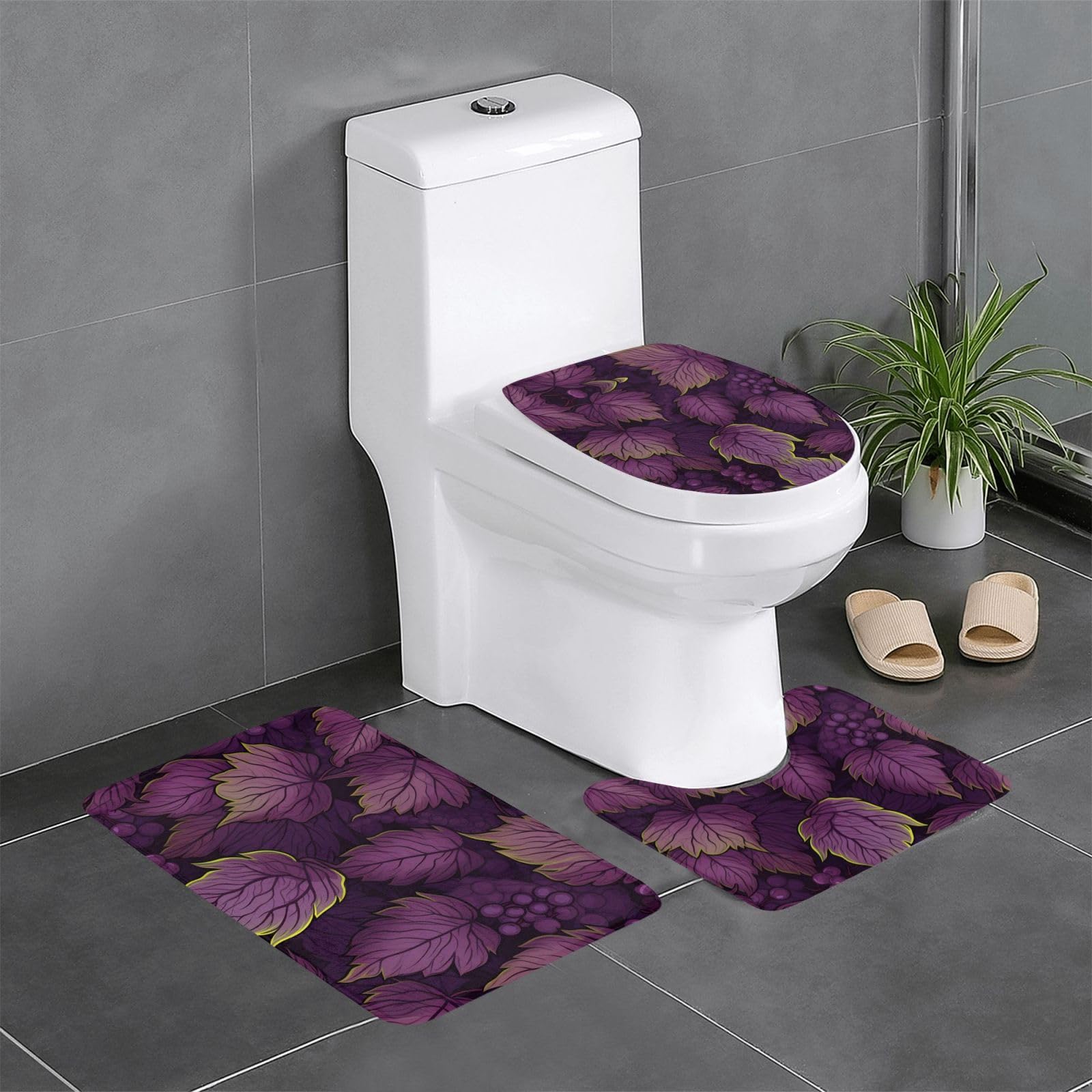 Tapis de salle de bain antidérapants haut de gamme avec impression feuilles de vigne élégante