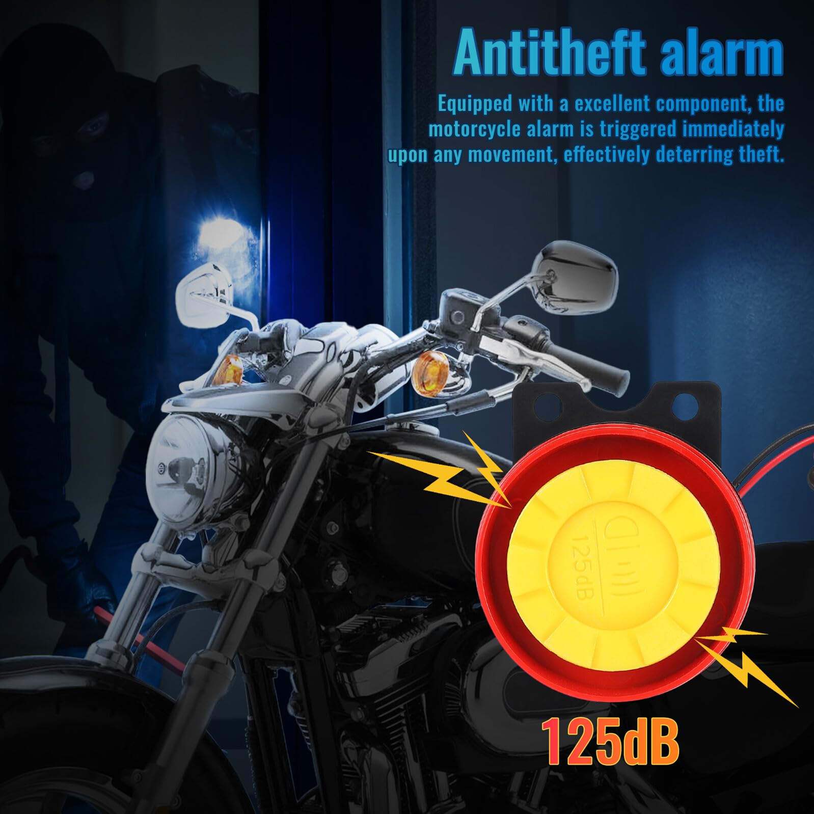 Allarme Antifurto Moto 315mhz in Abs, Set Nero con Batteria | Telecomando Incluso, Avvio Remoto e Rilevamento Veicolo, a Riposo ≤3.5ma, per Scooter