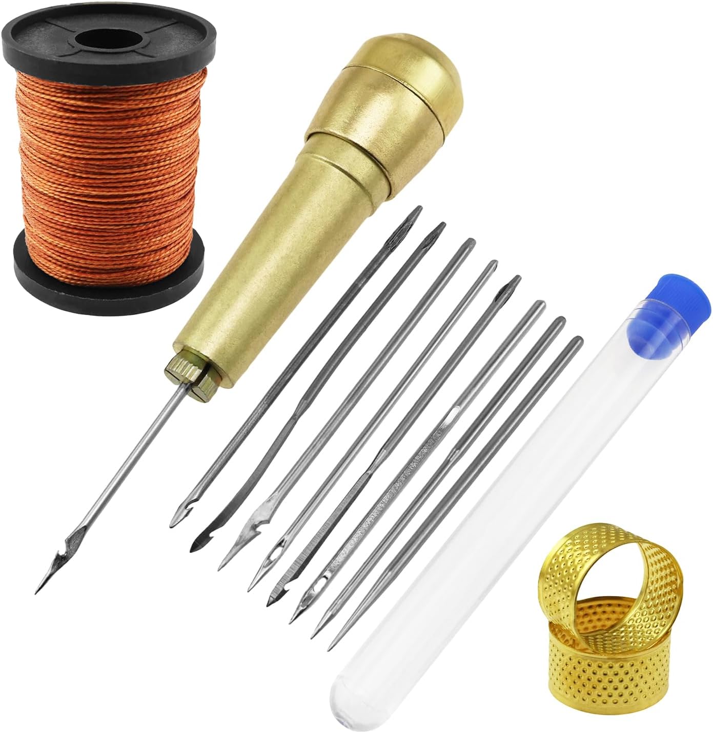 yyangz 1Set DIY Leather Sewing Awl Kit with Copper Handle Shoe Repair Tool for Handmade Leather Cloth Shoe Repair Needle