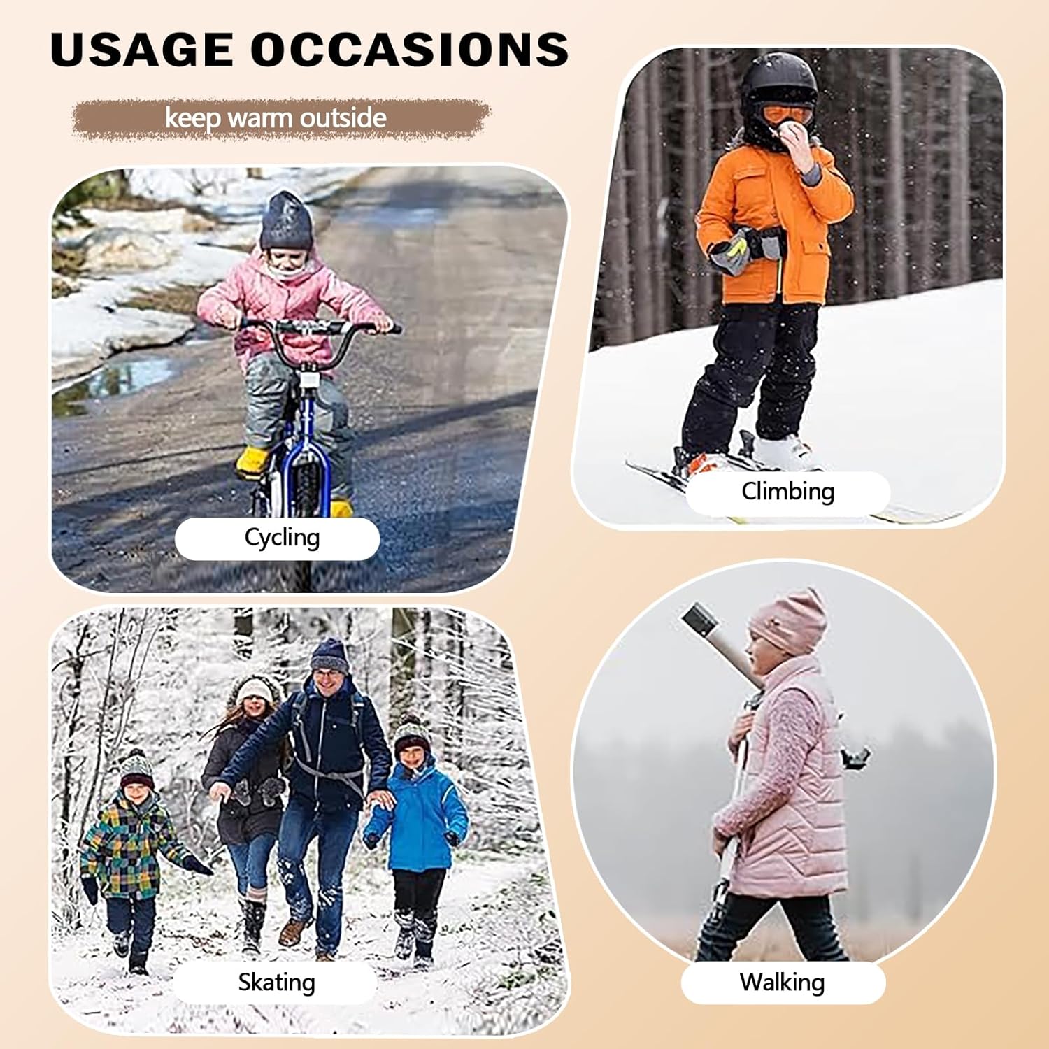 Kids Neck Warmer, 2 Pack, Knitted Winter Neck Gaiter, Fleece Lined Infinity Scarf for Boys Girls - Image 7